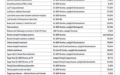 Servicearbeiten-Preisliste